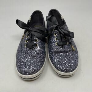 Keds Kate Spade Pewter Glitter Tennis Shoes 7